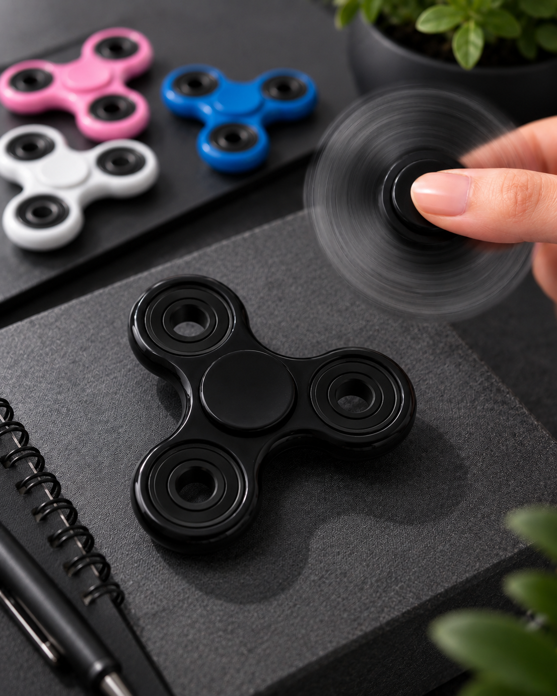 Black Fidget Spinner | Sensory Hand Toy & Satisfying Desk Fidget