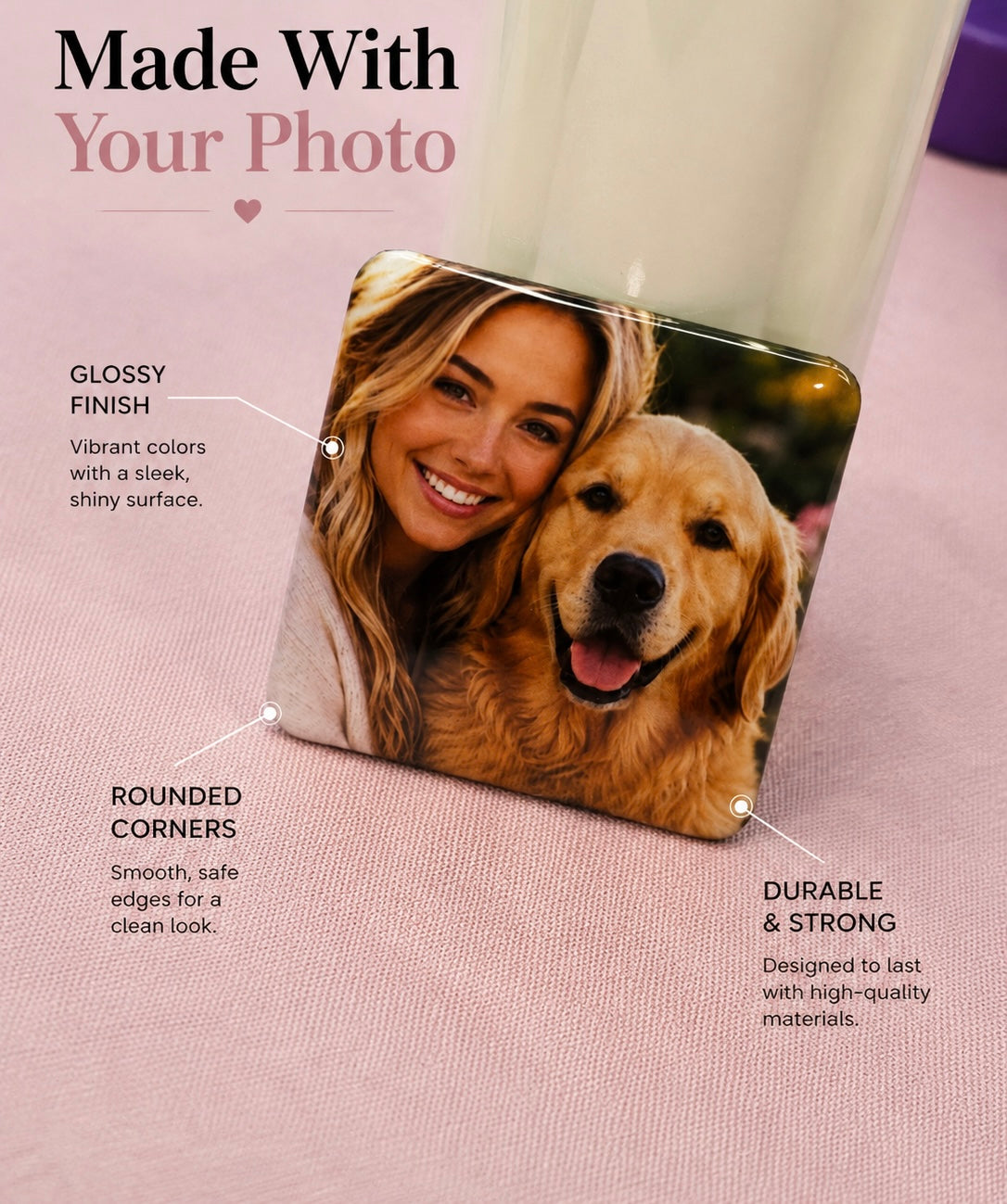 Personalized Pet Photo Magnet | 2x2 PLASTIC | Dog & Cat Magnet
