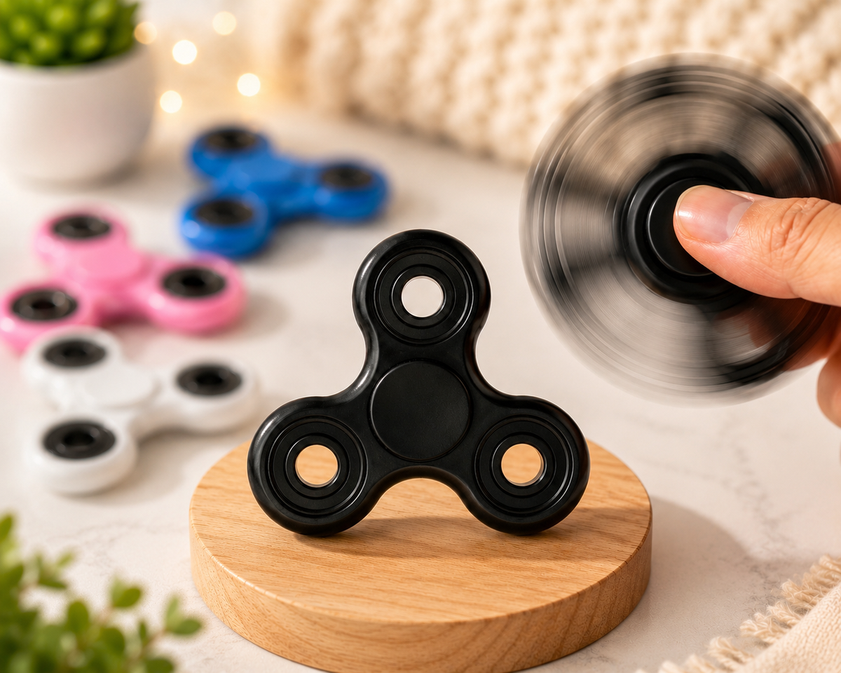 Black Fidget Spinner | Sensory Hand Toy & Satisfying Desk Fidget