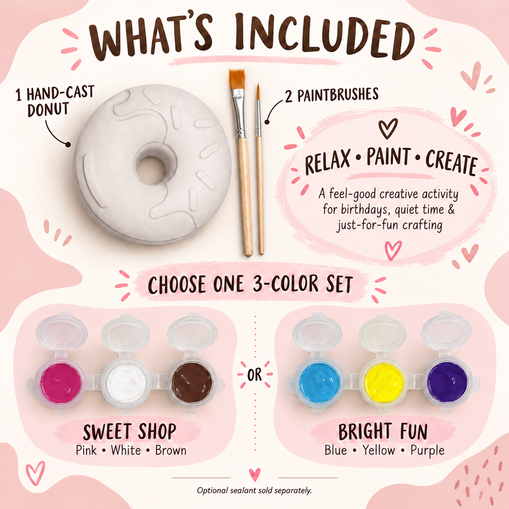 Paint Your Own Scalloped Frosting Donut Craft – Single DIY Gypsum Donut