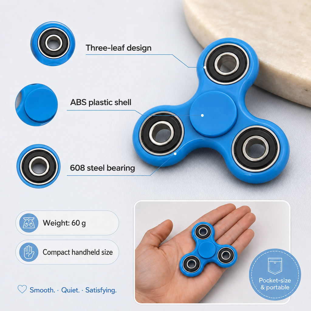 Blue Fidget Spinner | Sensory Hand Toy & Satisfying Desk Fidget