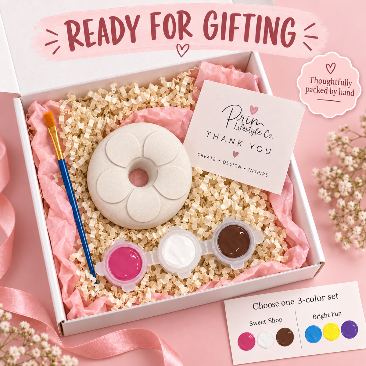 Paint Your Own Flower Frosting Donut Craft – Single DIY Gypsum Donut