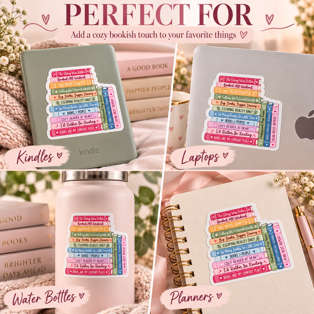 Book Lover Sticker | Book Stack Sticker | Kindle Sticker | Reading Sticker | Bookish Gift | Waterproof Vinyl Decal