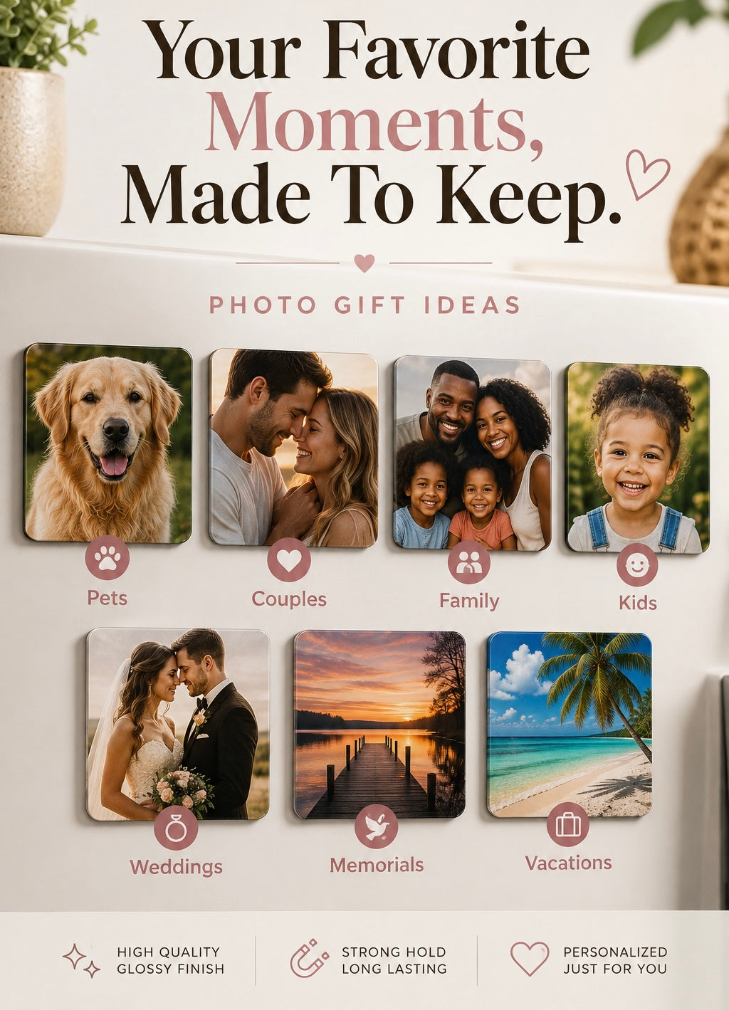 Personalized Pet Photo Magnet | 2x2 PLASTIC | Dog & Cat Magnet