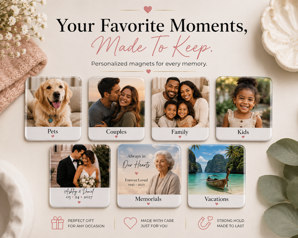 Personalized Wedding Photo Magnet- 2x2 PLASTIC | Custom Couple Keepsake