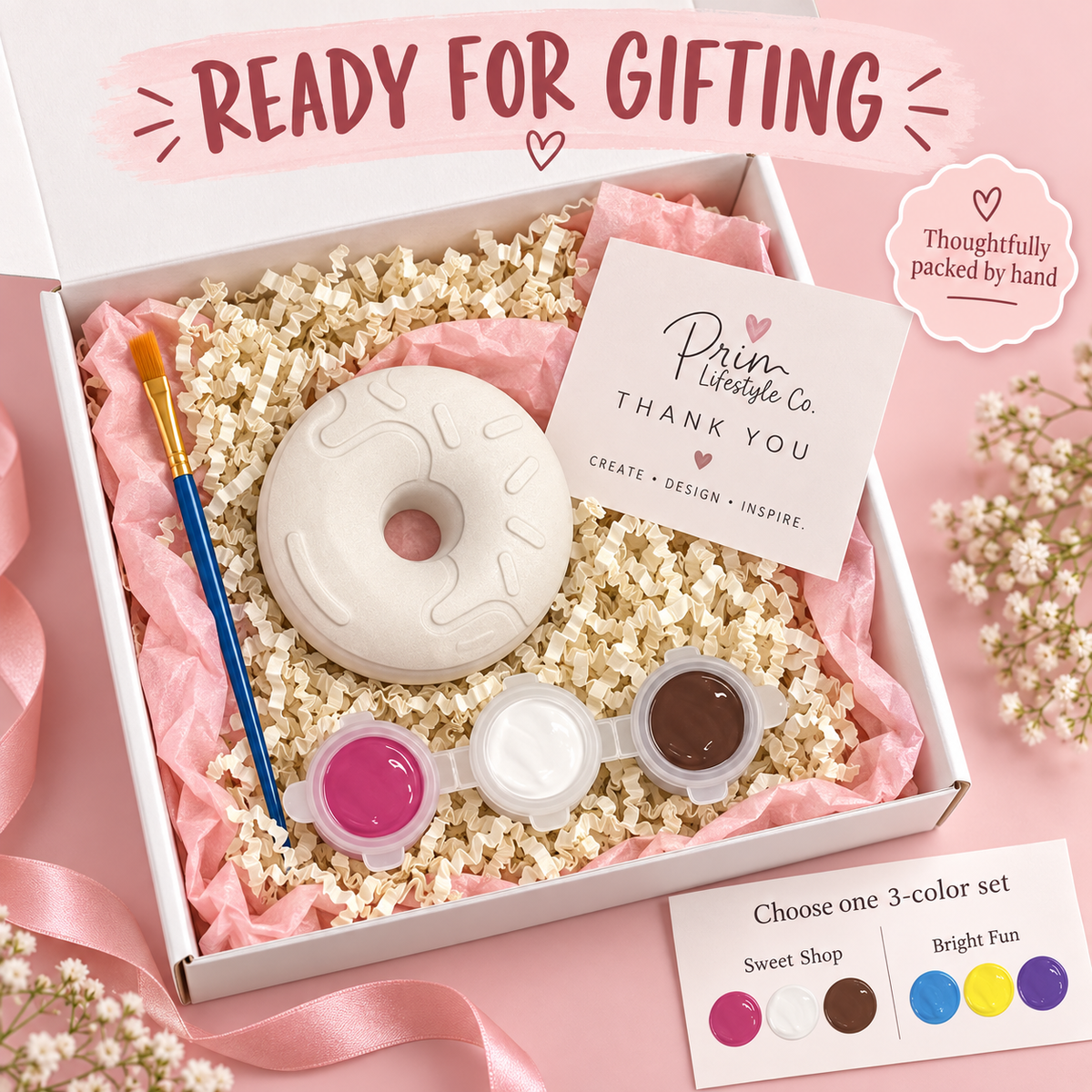 Paint Your Own Scalloped Frosting Donut Craft – Single DIY Gypsum Donut