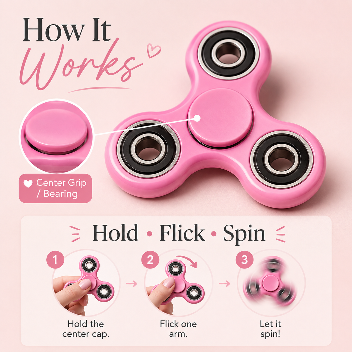 Pink Fidget Spinner | Sensory Toy & Satisfying Desk Fidget