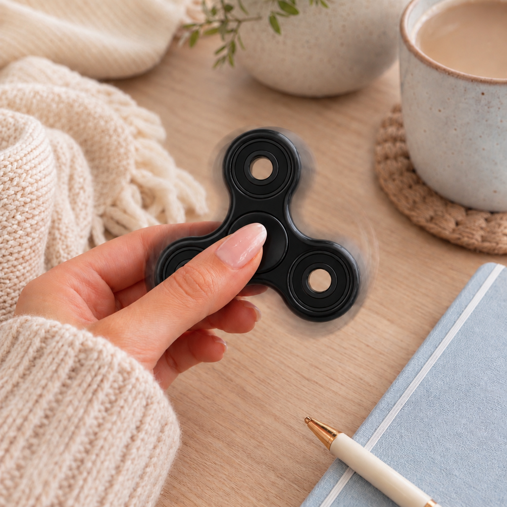 Black Fidget Spinner | Sensory Hand Toy & Satisfying Desk Fidget