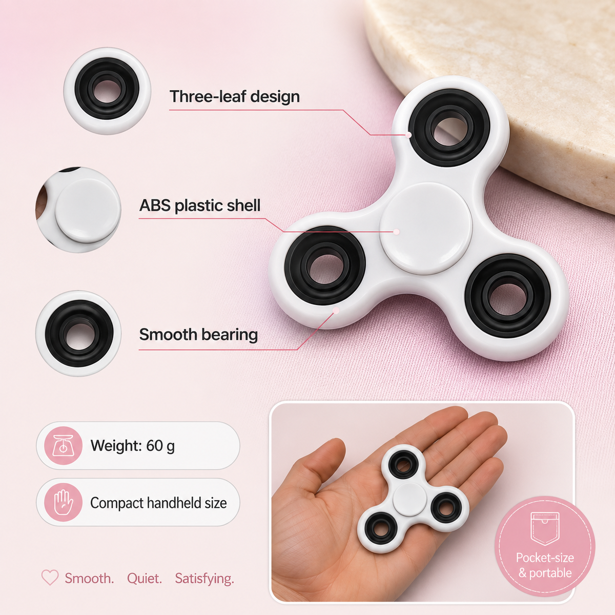 White Fidget Spinner | Sensory Hand Toy & Satisfying Desk Fidget