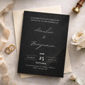 Black Wedding Invitation Template | Editable 5x7 Canva Invite in Black & Gray