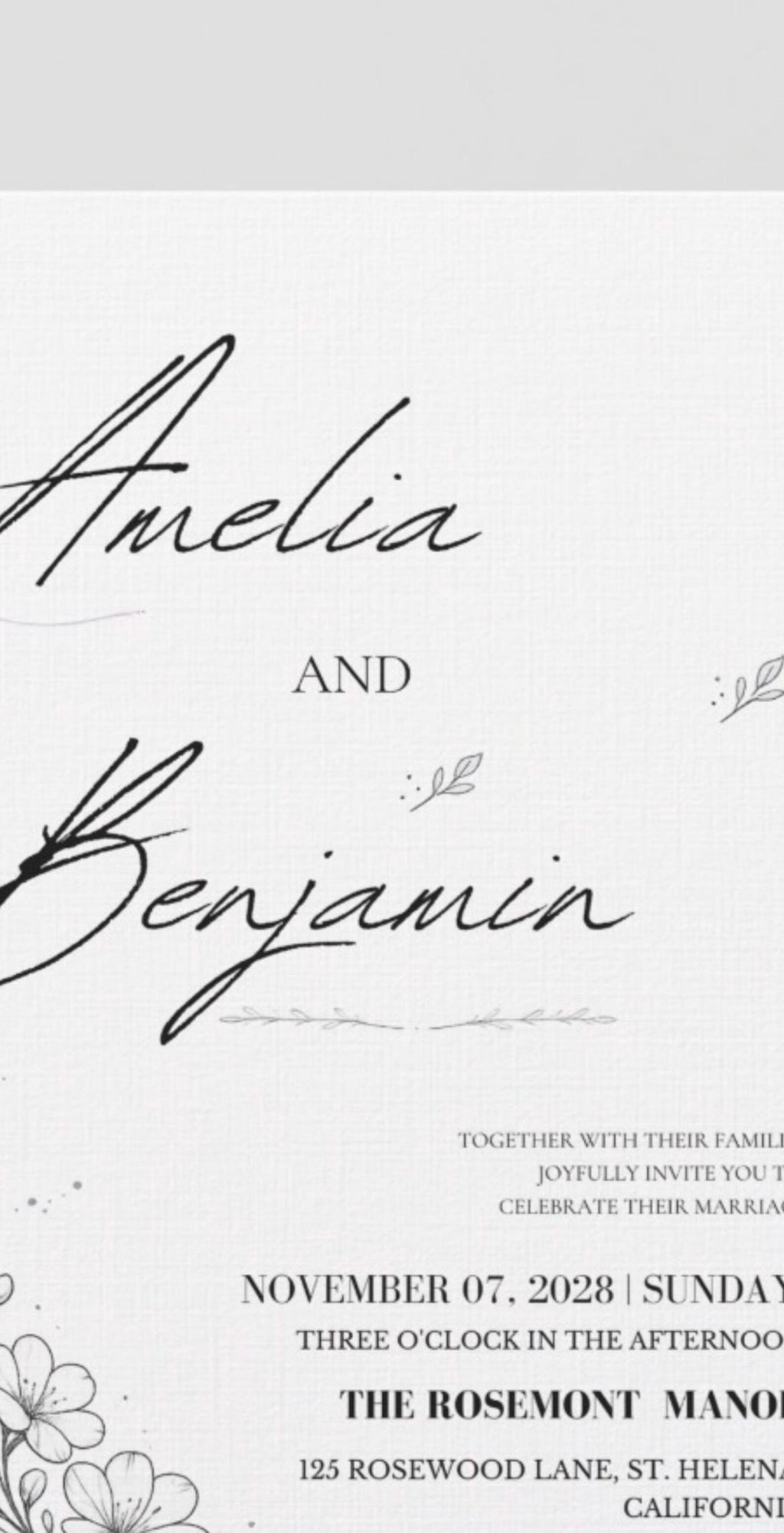 Black and White Wedding Invitation Template | Editable Canva 5x7 Invite