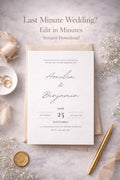 Black and White Minimalist Wedding Invitation Template – Editable 5x7 Canva Digital Download