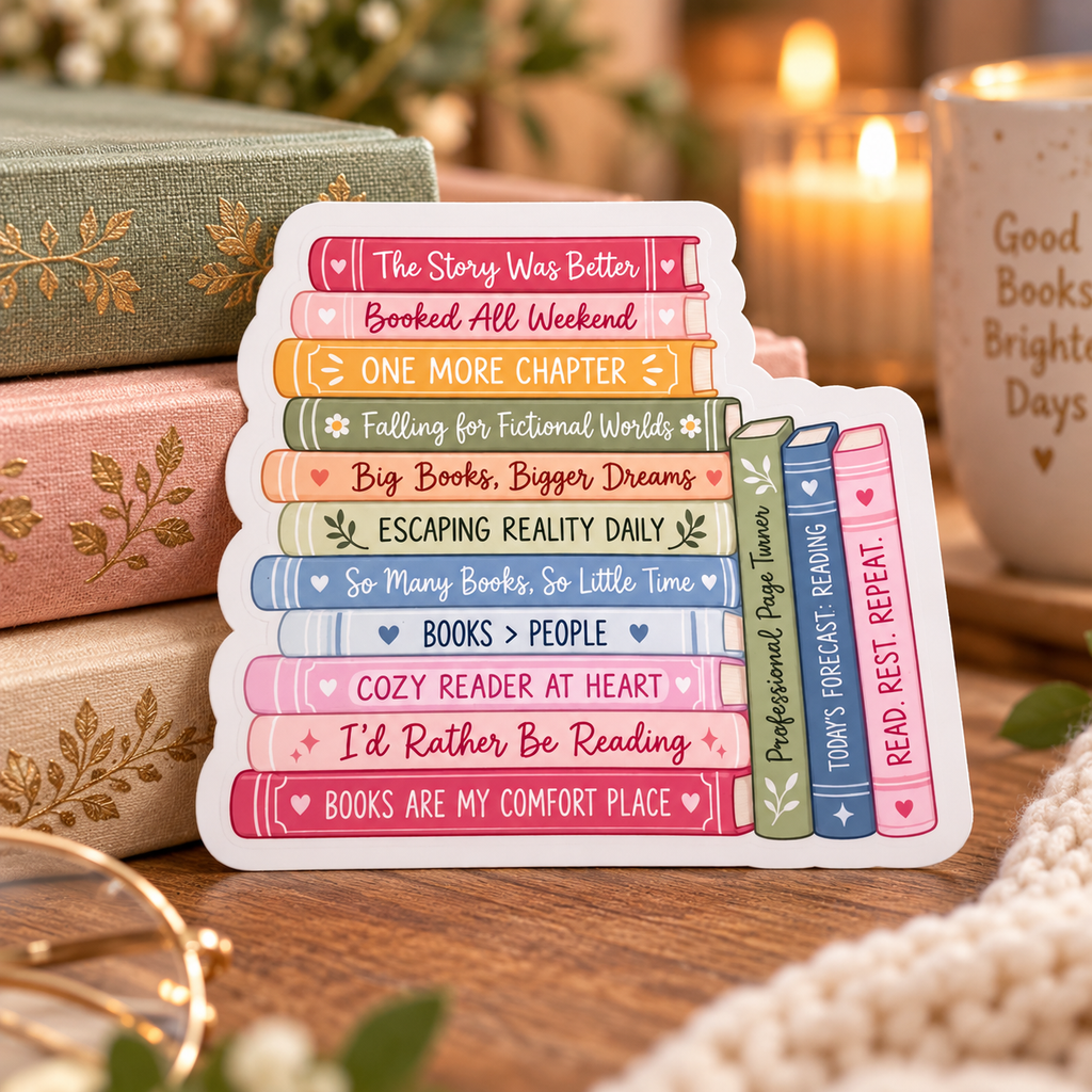 Book Lover Sticker | Book Stack Sticker | Kindle Sticker | Reading Sticker | Bookish Gift | Waterproof Vinyl Decal
