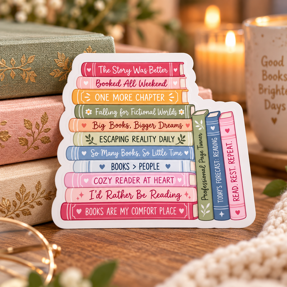 Book Lover Sticker | Book Stack Sticker | Kindle Sticker | Reading Sticker | Bookish Gift | Waterproof Vinyl Decal