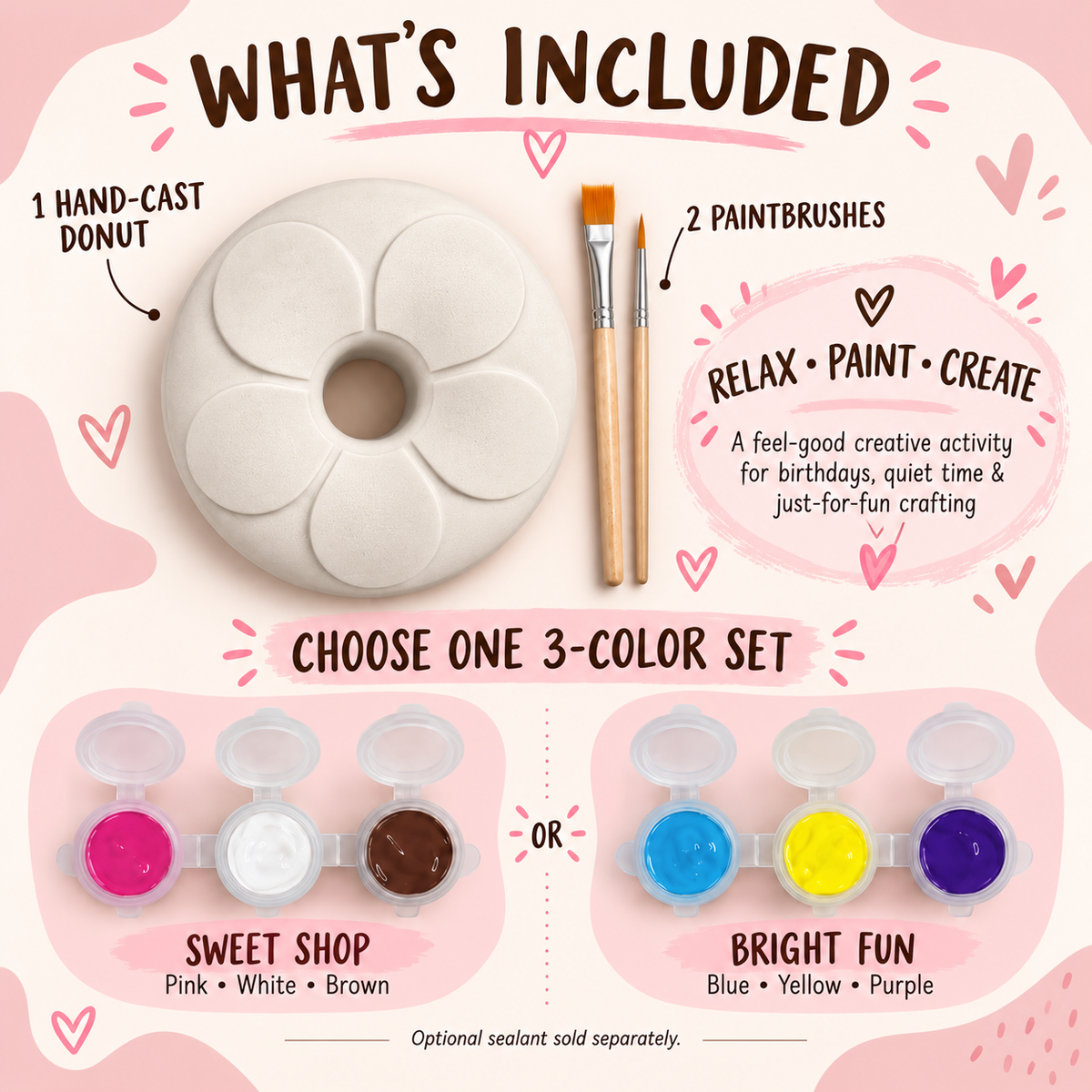 Paint Your Own Flower Frosting Donut Craft – Single DIY Gypsum Donut