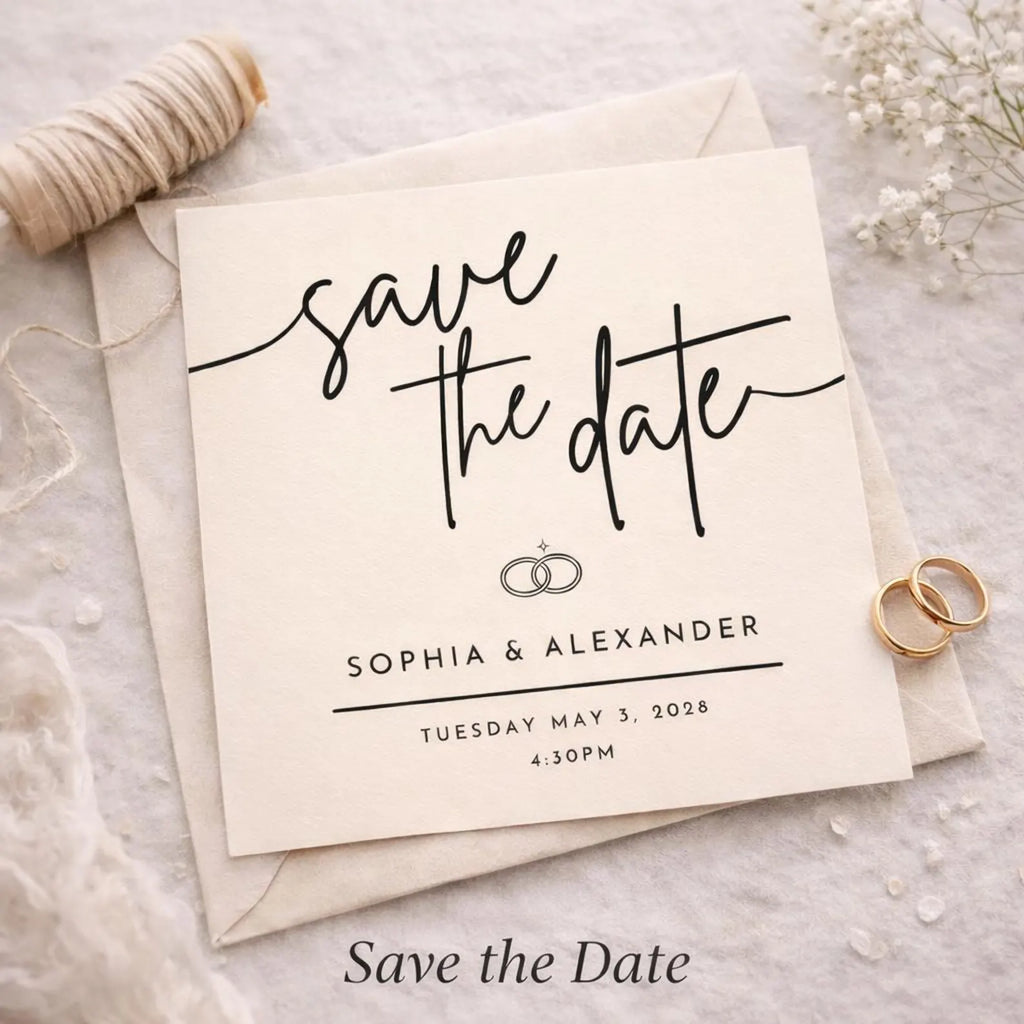 Champagne Save the Date Template – Editable 5.5x5.5 Square Canva Download