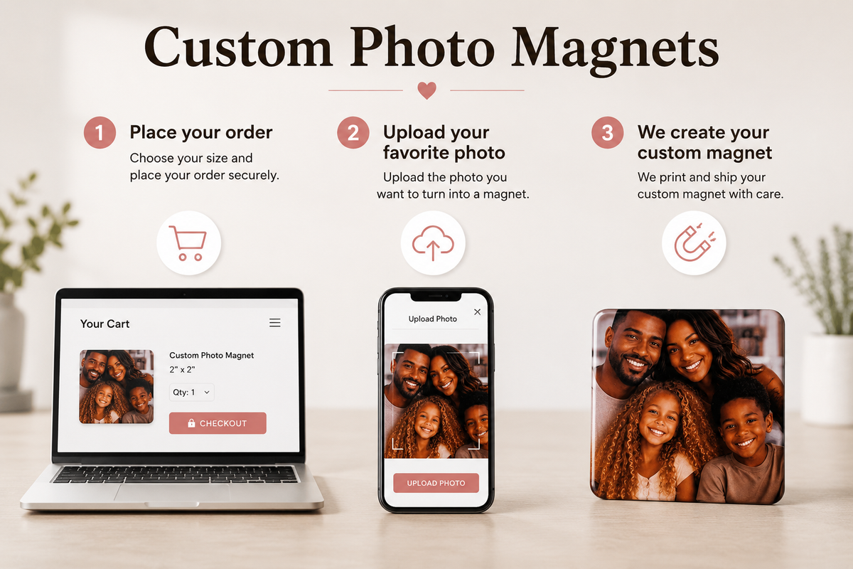 Personalized Family Photo Magnet – 2x2 PLASTIC | Custom Picture Magnet