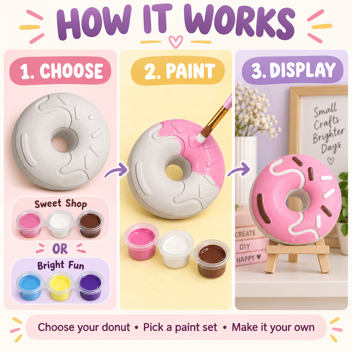 Paint Your Own Scalloped Frosting Donut Craft – Single DIY Gypsum Donut