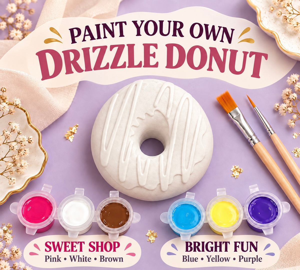 Paint Your Own Striped Donut – DIY Birthday Party Craft Kit