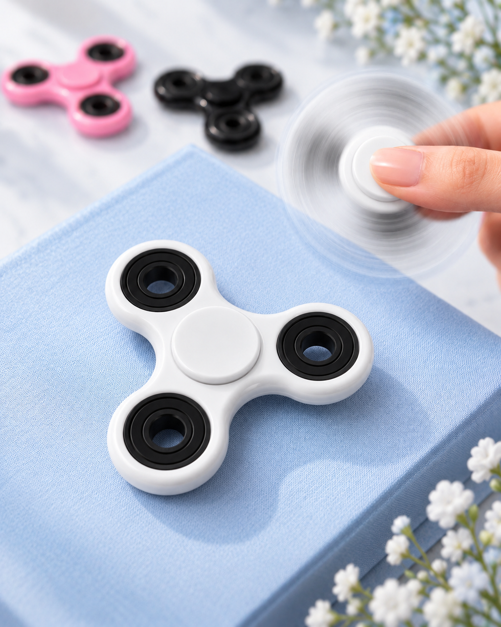 White Fidget Spinner | Sensory Hand Toy & Satisfying Desk Fidget