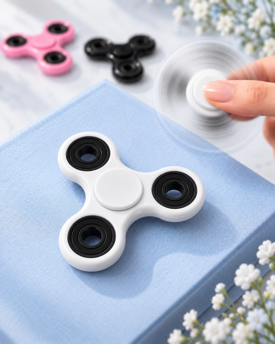 White Fidget Spinner | Sensory Hand Toy & Satisfying Desk Fidget
