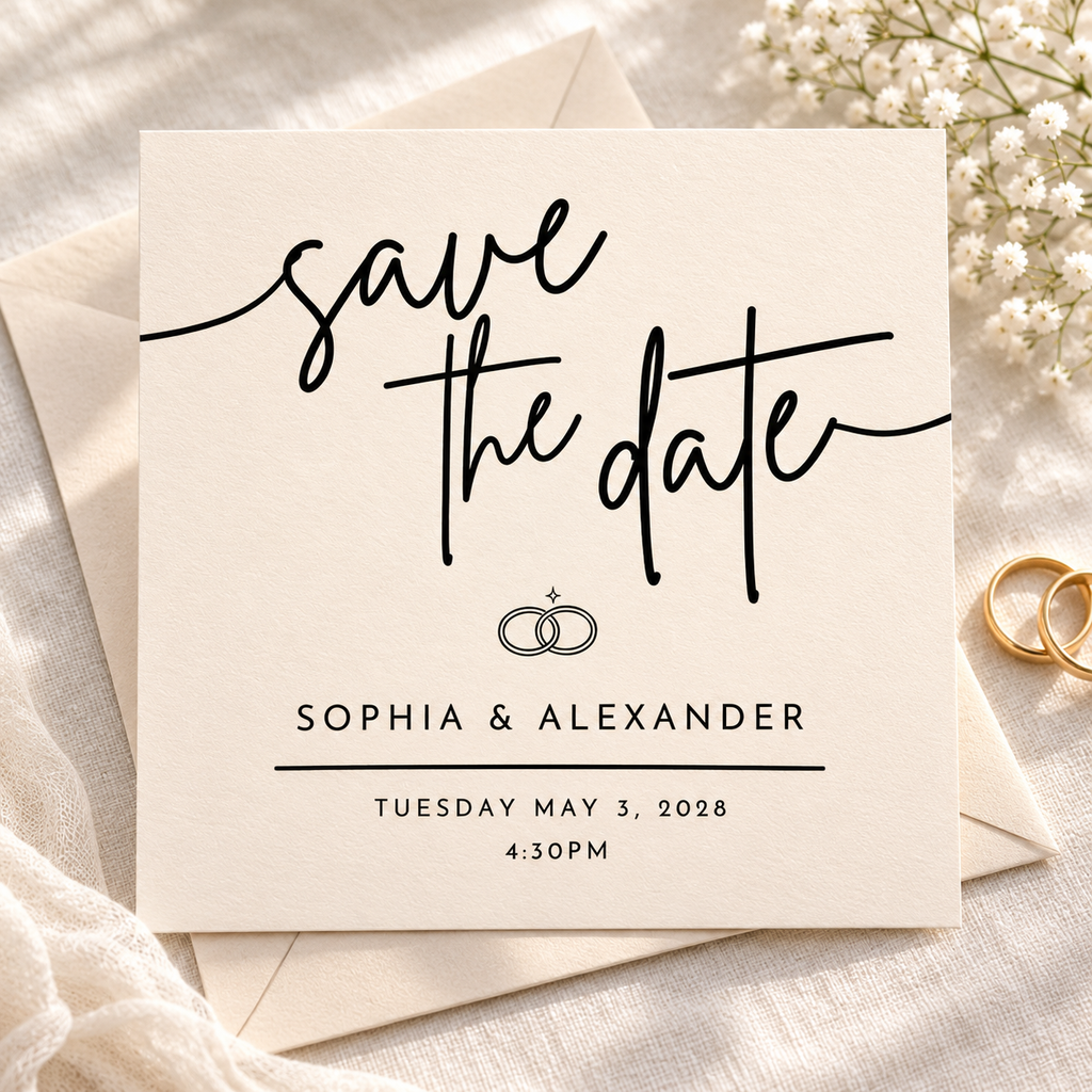 Champagne Save the Date Template – Editable 5.5x5.5 Square Canva Download