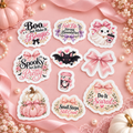 Pink Spooky Halloween Sticker Bundle – 10 Waterproof Die-Cut Stickers | Matte or Glossy