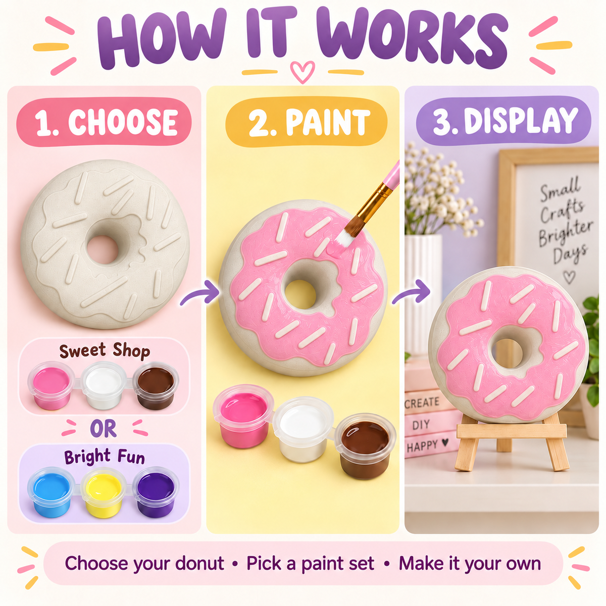 Paint Your Own Criss Cross Drizzle Donut – Gypsum Craft