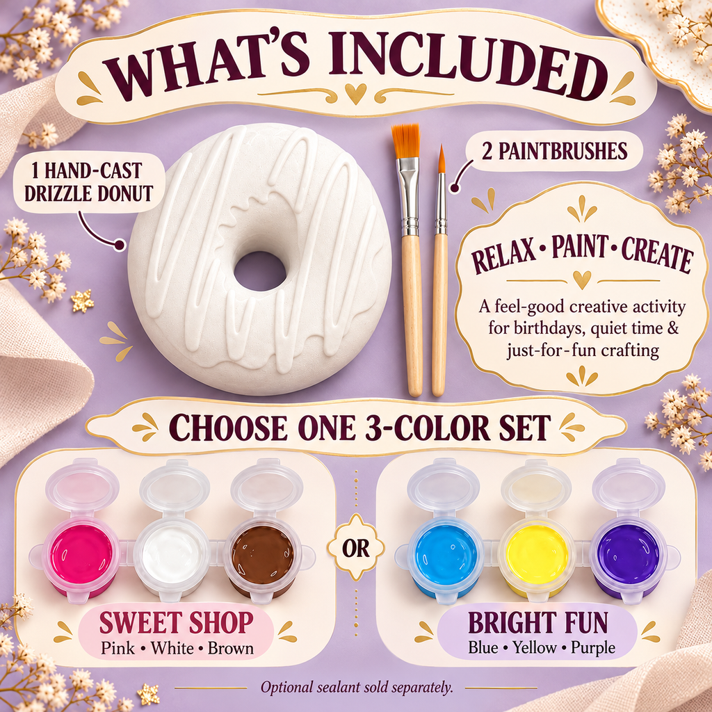 Paint Your Own Striped Donut – DIY Birthday Party Craft Kit