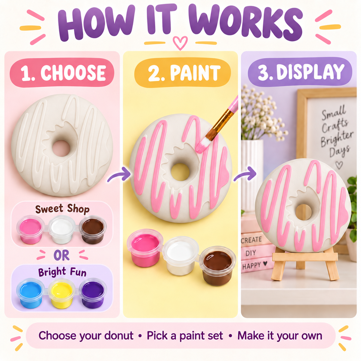 Paint Your Own Striped Donut – DIY Birthday Party Craft Kit