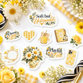Yellow Aesthetic Sticker Set – 10 Waterproof Floral & Positive Vinyl Stickers