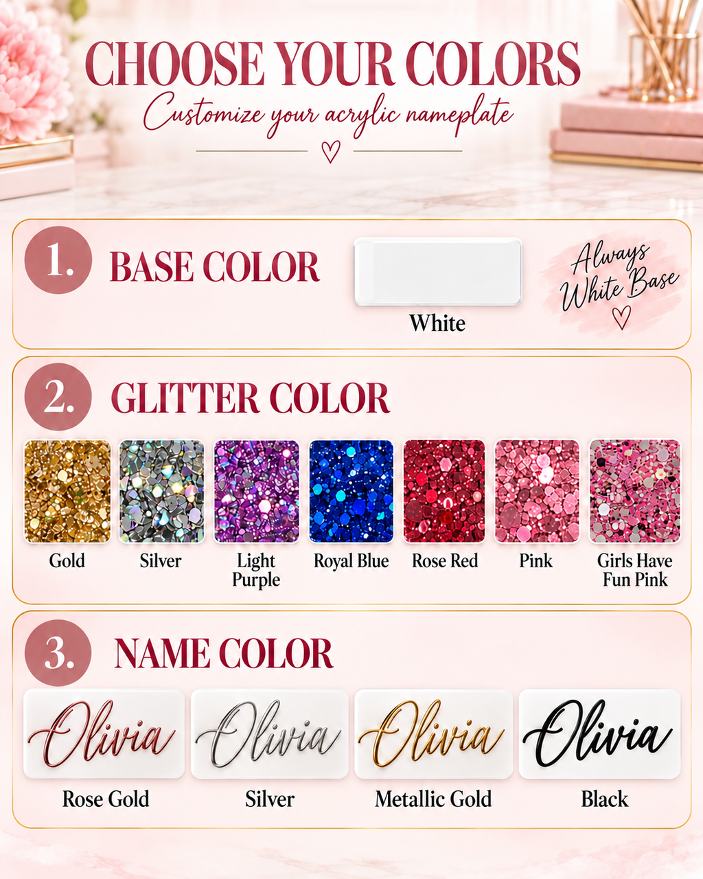 Personalized Glitter Acrylic Desk Nameplate