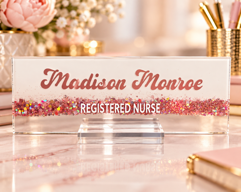 Personalized Glitter Acrylic Desk Nameplate