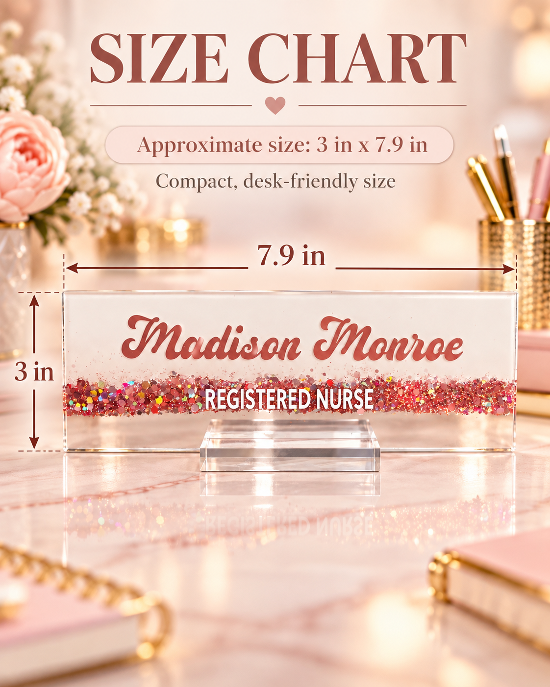 Personalized Glitter Acrylic Desk Nameplate