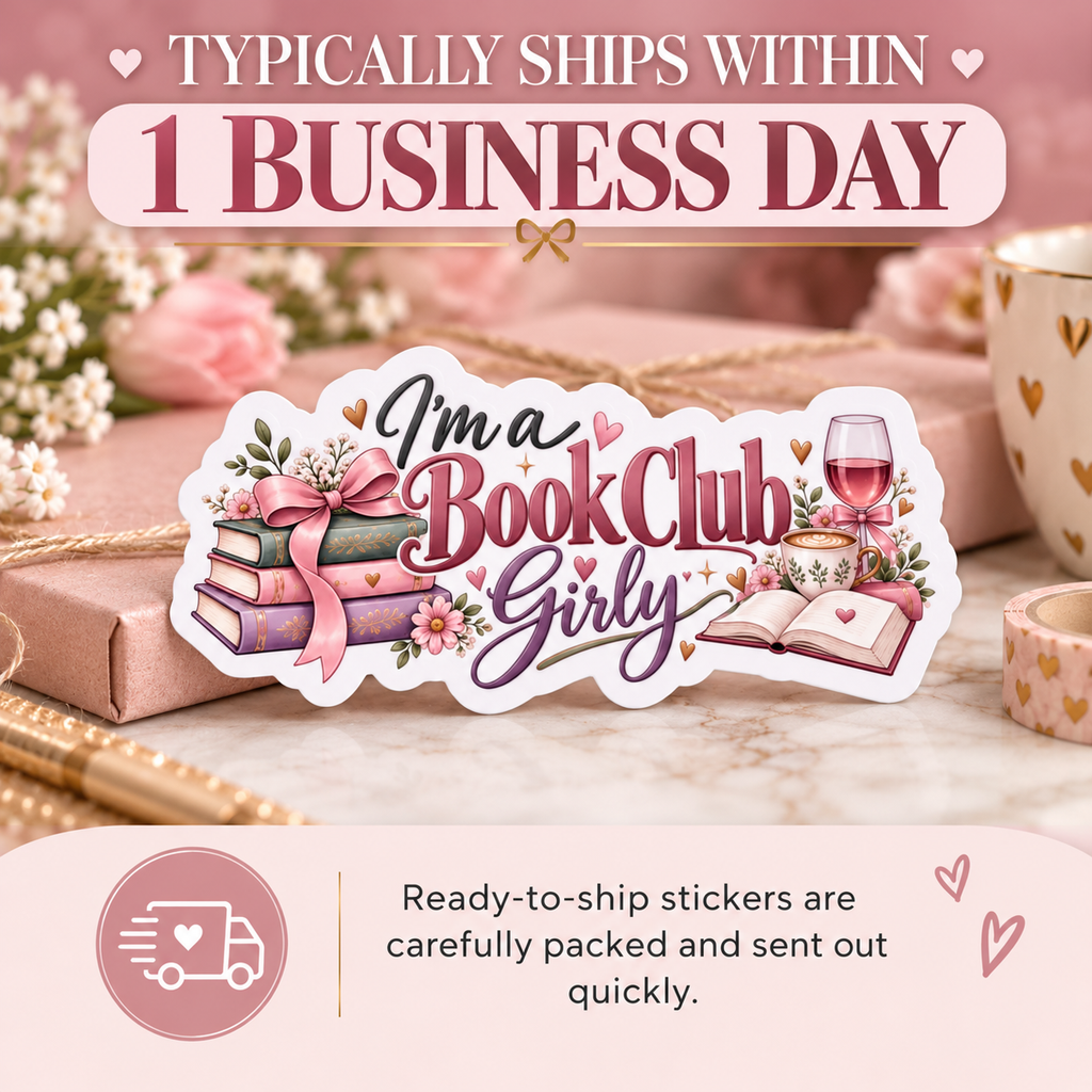 I’m a Book Club Girly Sticker – Large Bookish Kindle & Reader Sticke