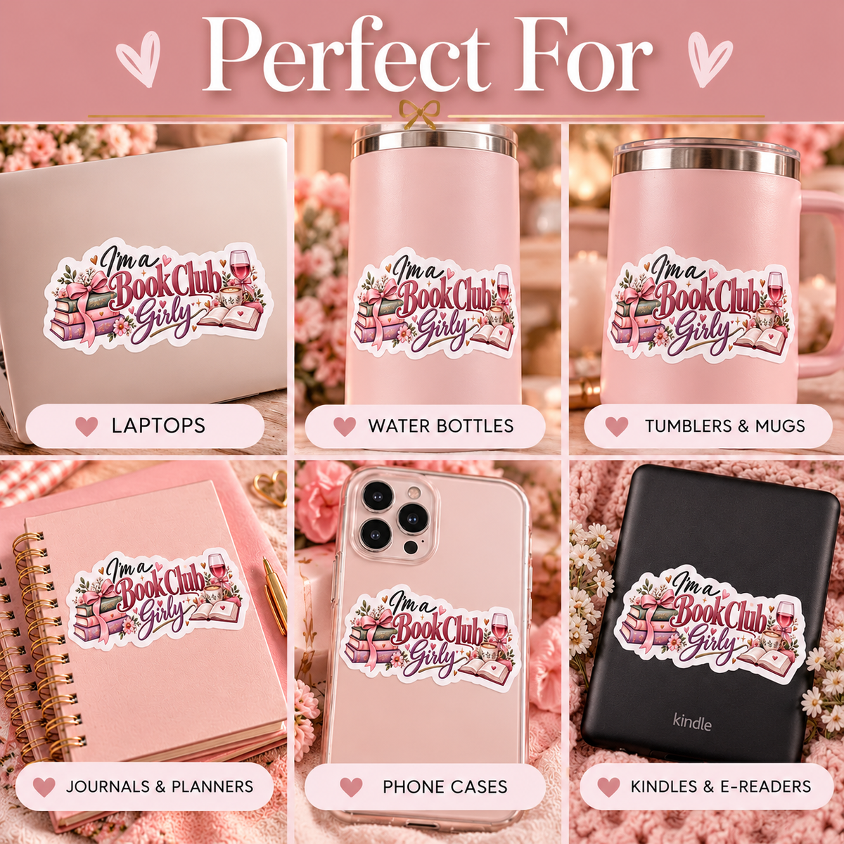I’m a Book Club Girly Sticker – Large Bookish Kindle & Reader Sticke