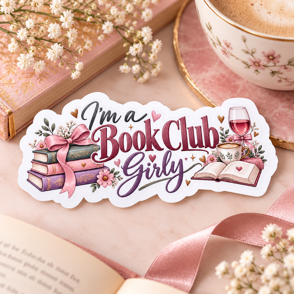 I’m a Book Club Girly Sticker – Large Bookish Kindle & Reader Sticke