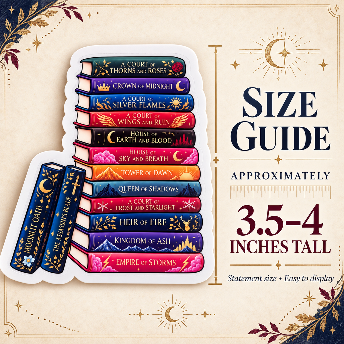 Fantasy Book Stack Sticker | Waterproof Book Lover Decal