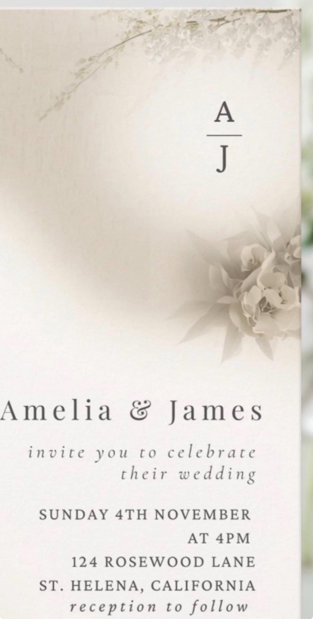 Neutral Wedding Invitation Template | Editable Beige Floral Canva Invite 5x7