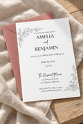 Taupe Wedding Invitation Template | Editable Floral Canva 5x7 Invite