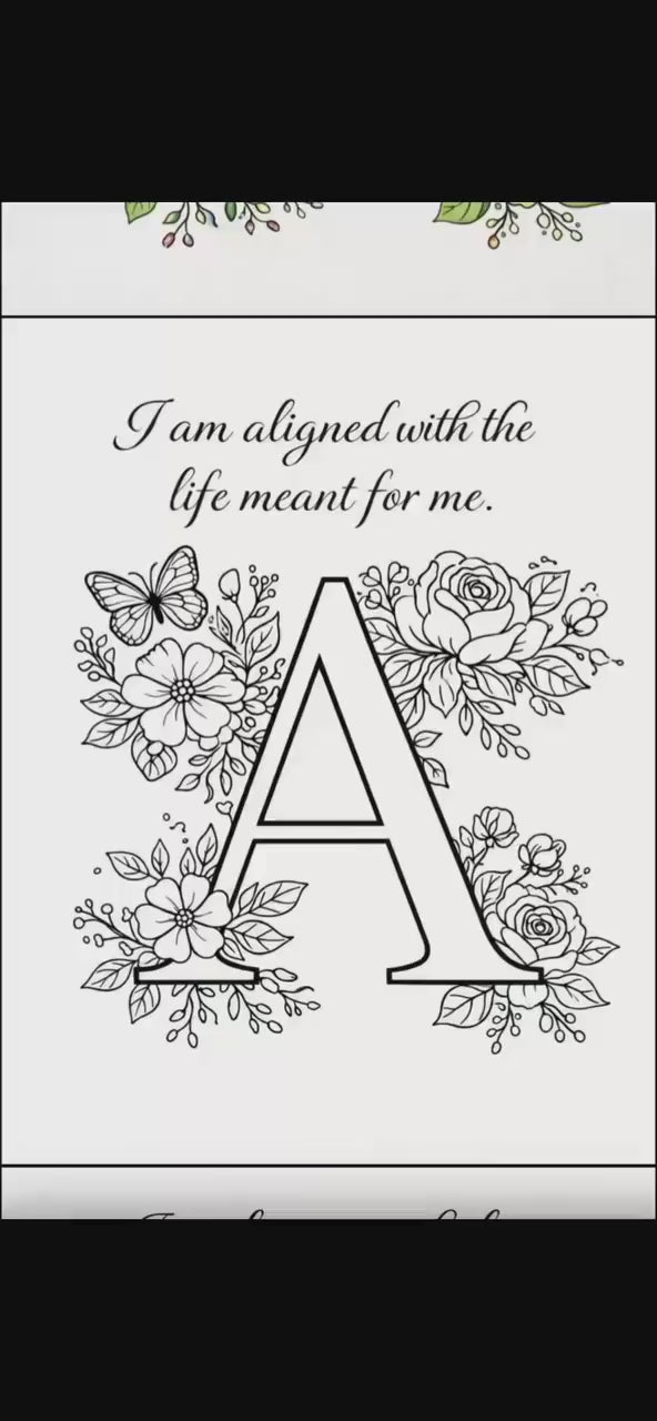 Floral Alphabet Coloring Book Printable | A–Z Affirmation Pages PDF