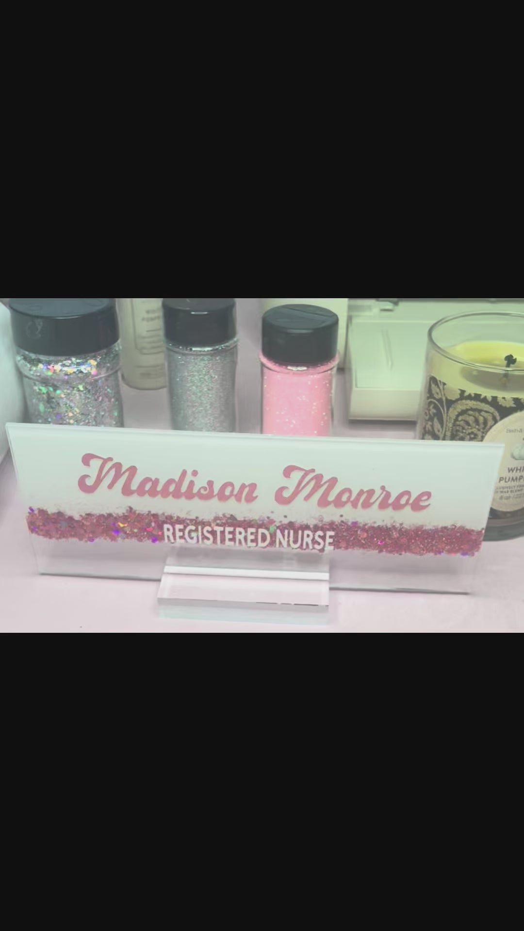 Personalized Glitter Acrylic Desk Nameplate