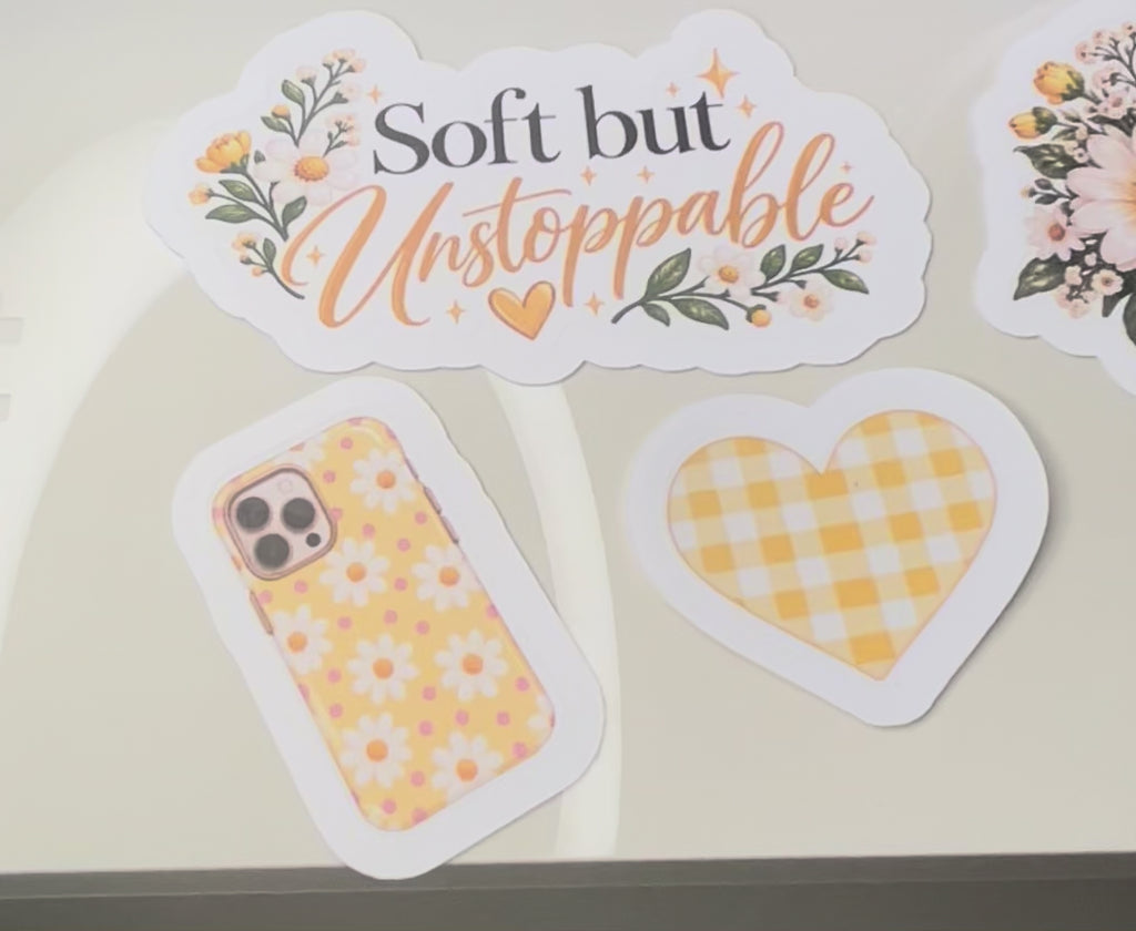 Yellow Aesthetic Sticker Set – 10 Waterproof Floral & Positive Vinyl Stickers